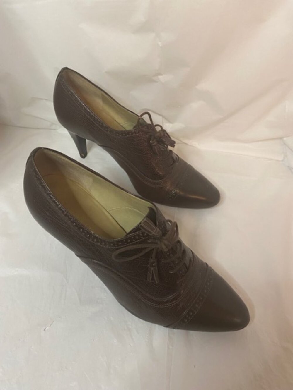Talbots Leather Oxford Heels Dark Brown Size 8.5 M - Picture 3 of 9